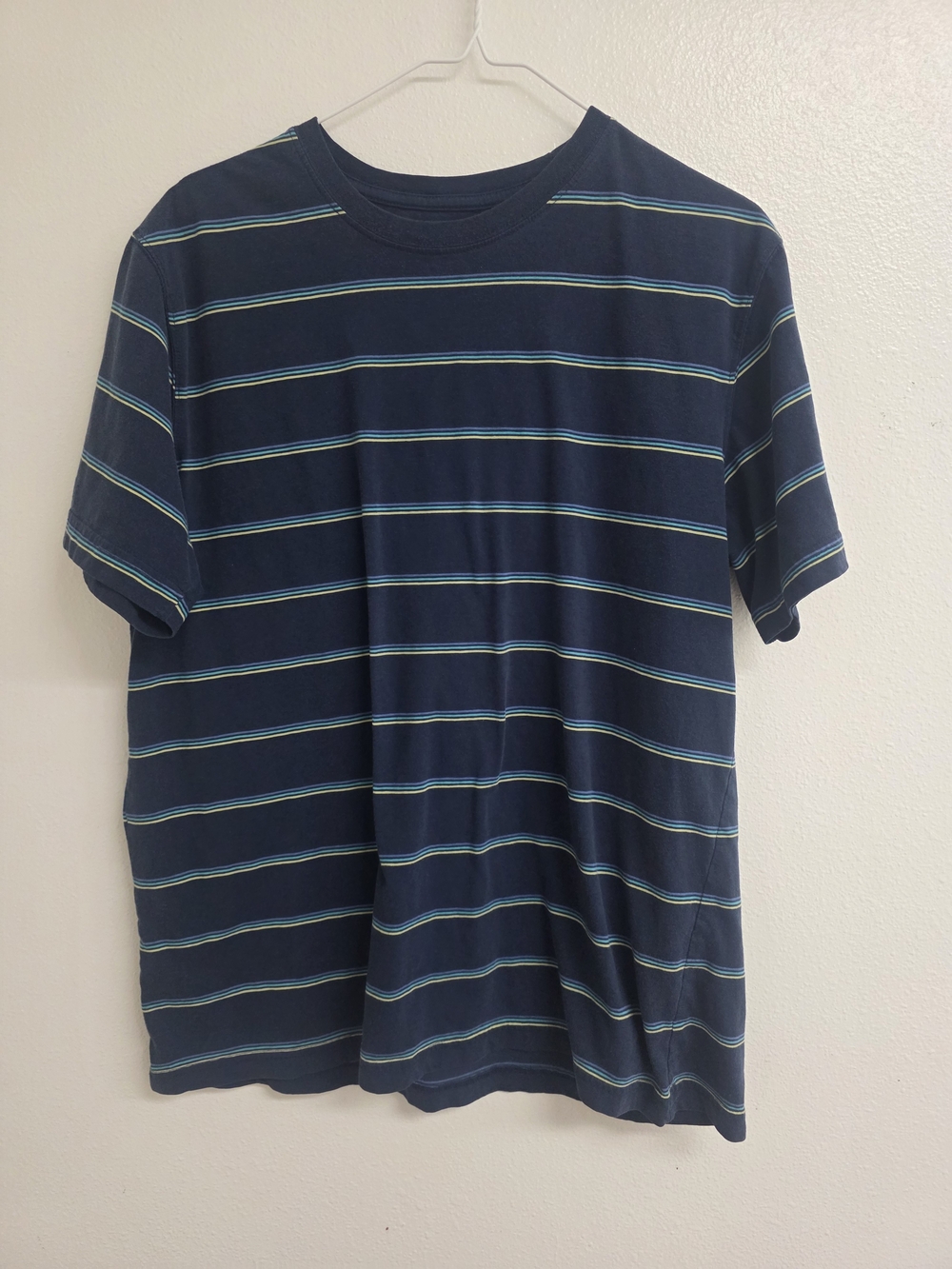 George Navy Blue Short-Sleeve Crewneck T-Shirt with Light Blue Stripes (0667)